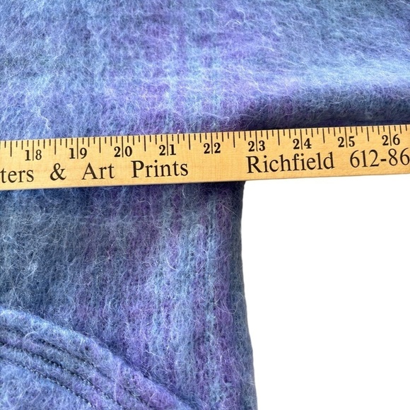 VTG Freedom Wear Irish Mohair Wool Coat Jacket Sz Medium Plaid Purple Periwinkle - Picture 8 of 16